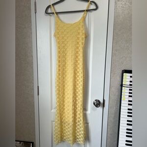 Elegant Yellow Lace Dress